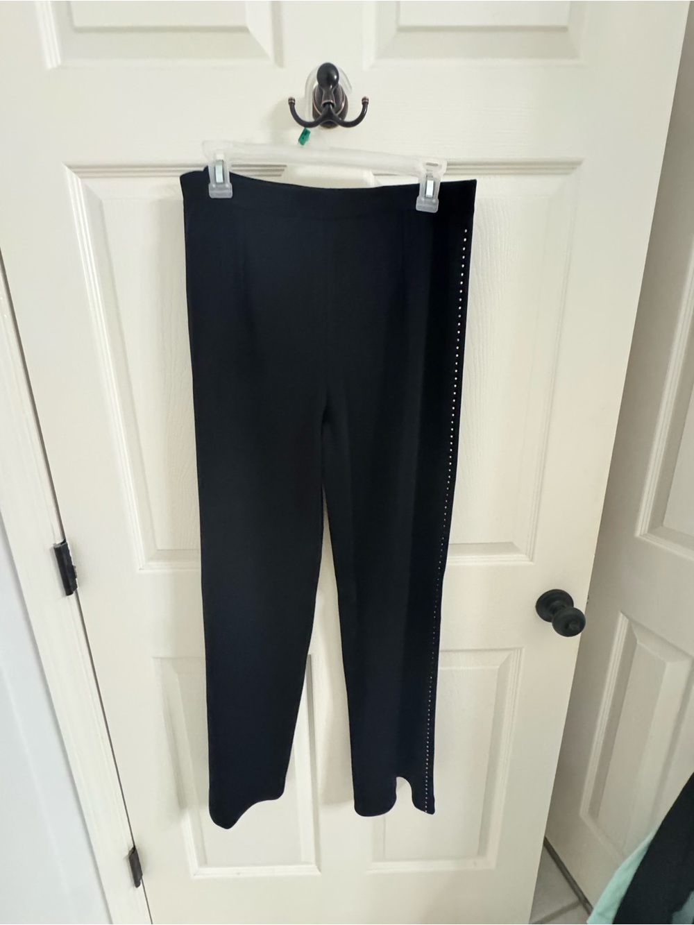 Misook Black Loose Dress Pants with Side Embellishment
